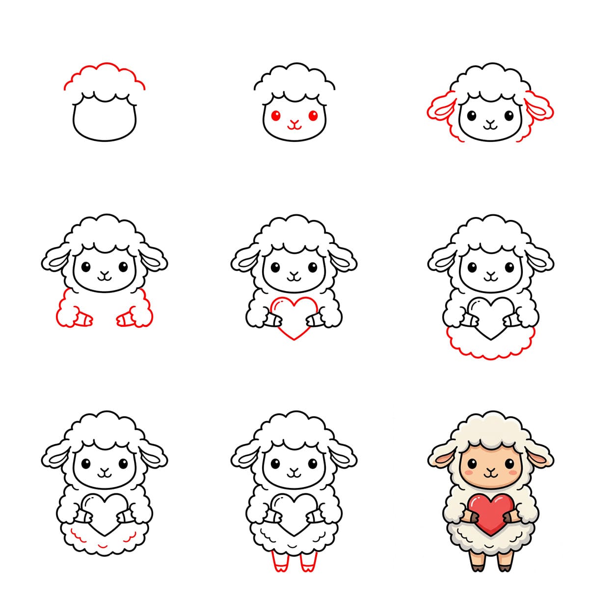 Lamb with a heart Drawing Ideas