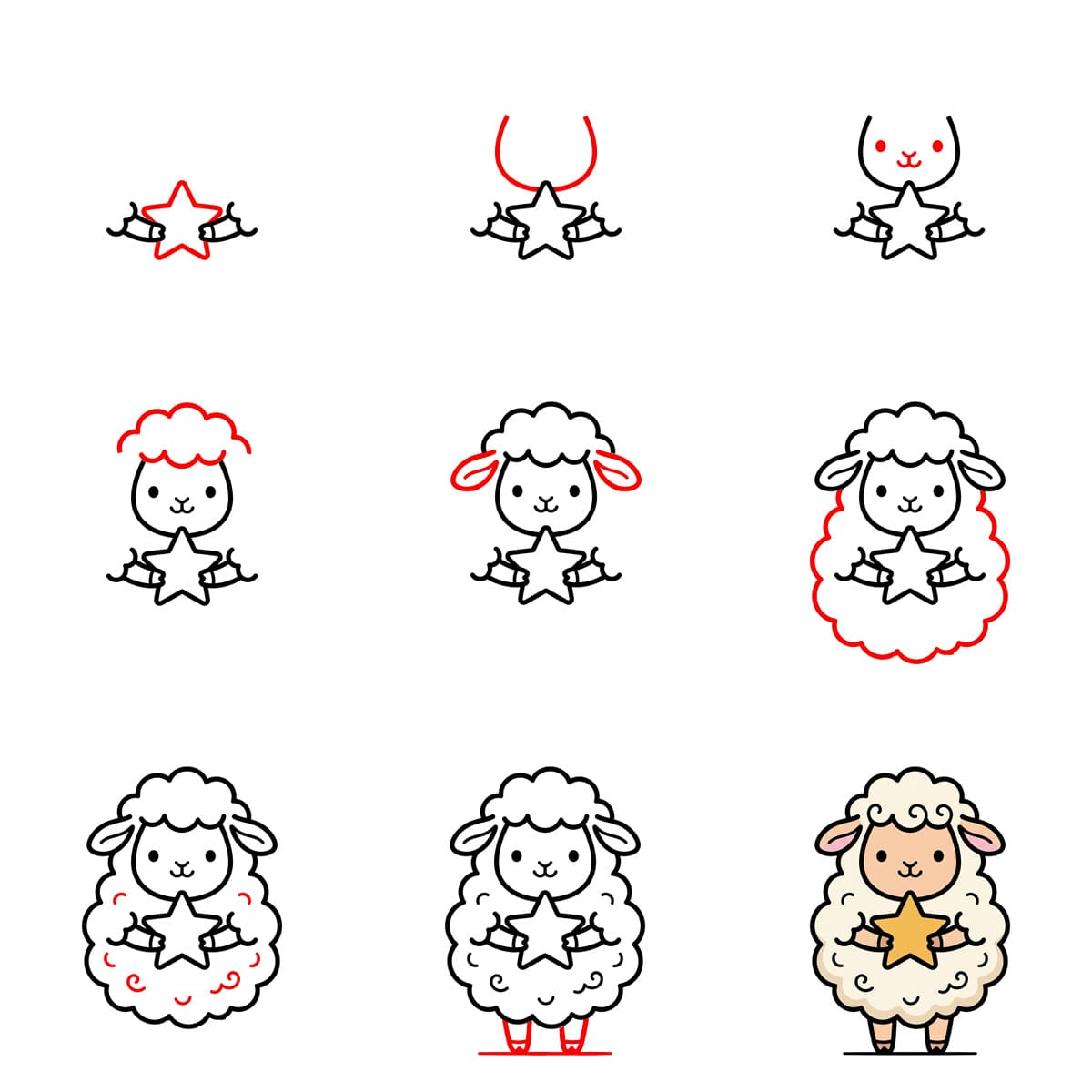 Lamb with a star Drawing Ideas