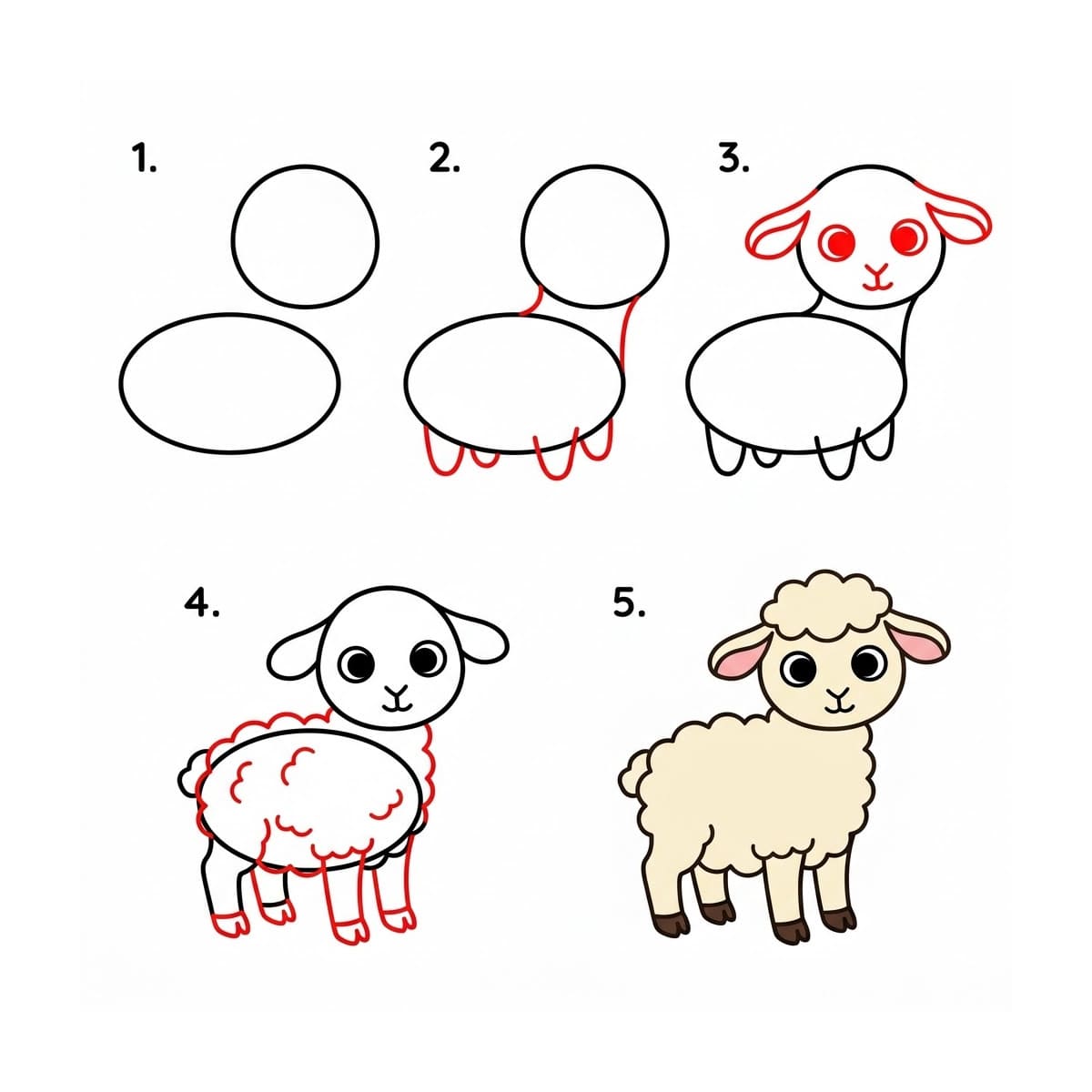 Lamb with big eyes Drawing Ideas