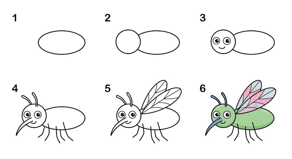 Mosquito for kids Drawing Ideas
