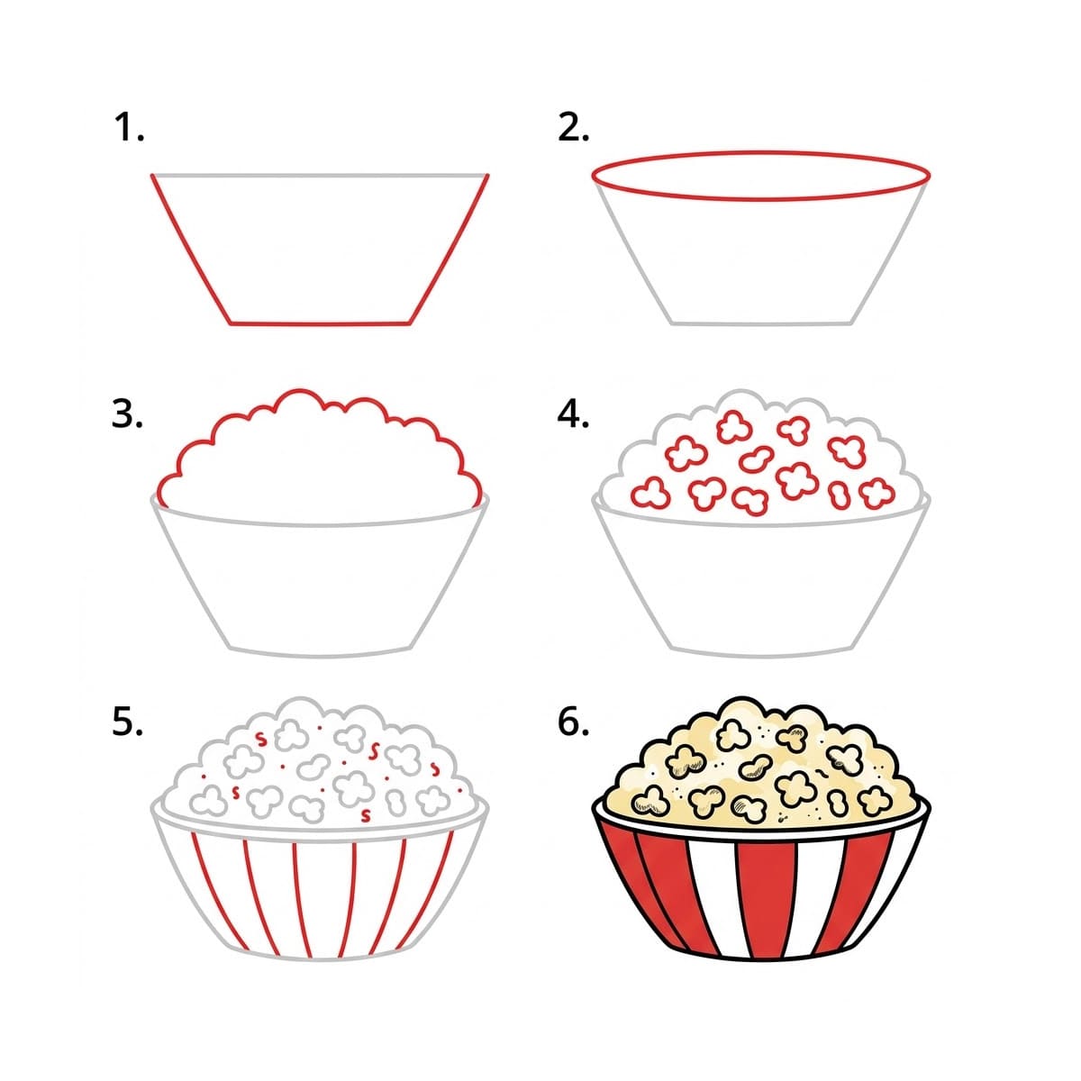 Popcorn Bowl Drawing Ideas