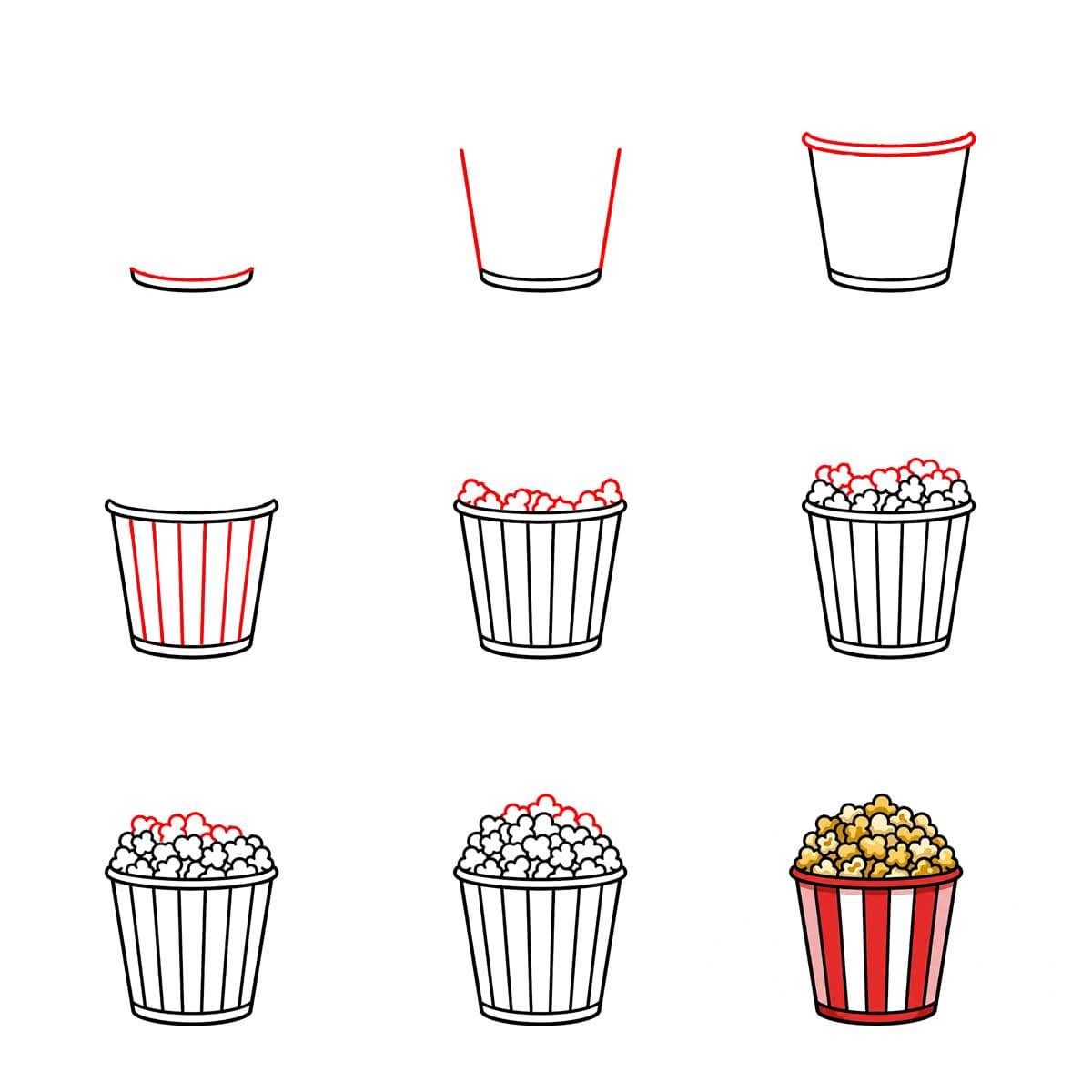 Popcorn Box Drawing Ideas