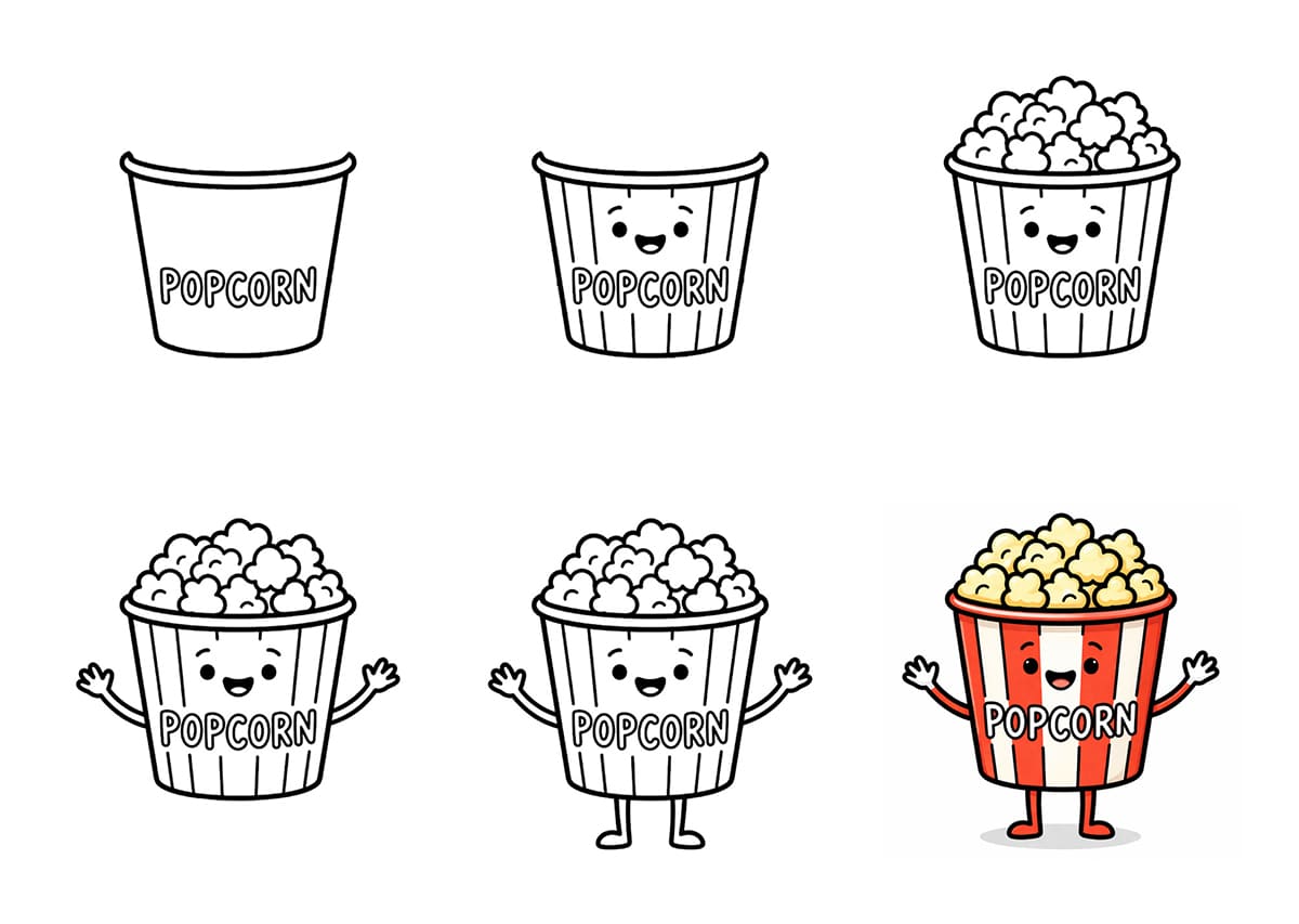 Popcorn Character Drawing Ideas
