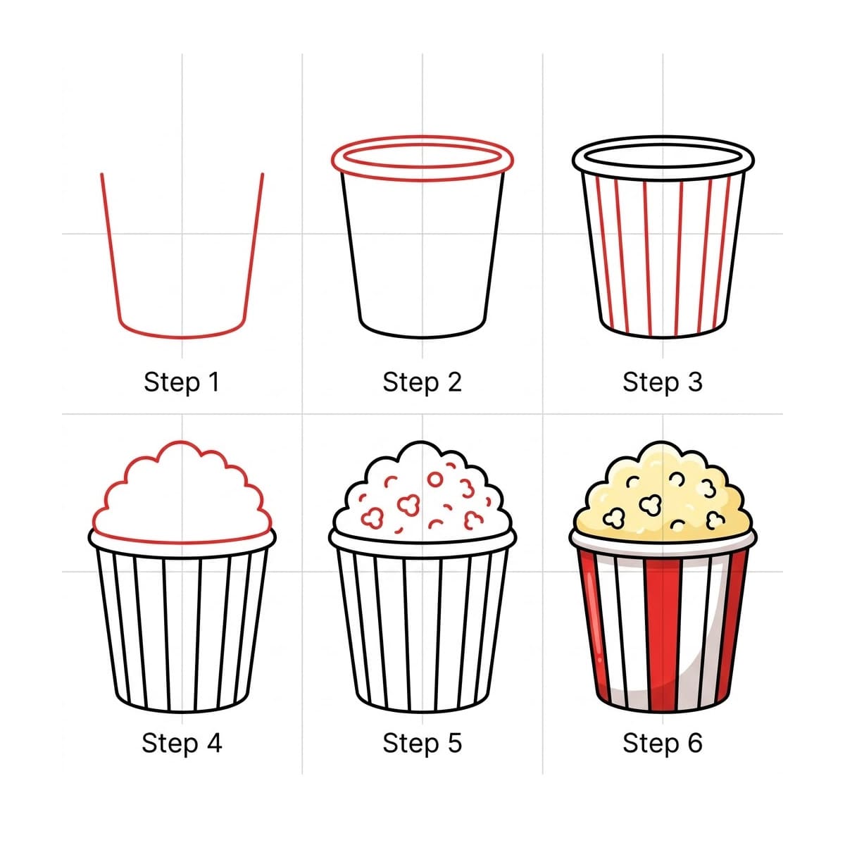 Popcorn Cup Drawing Ideas