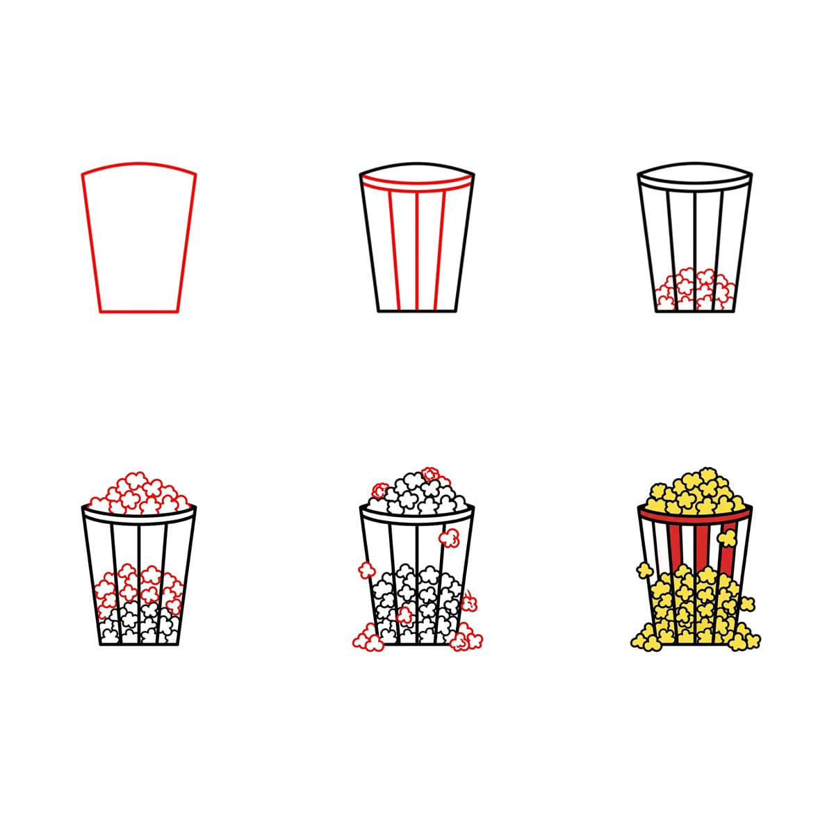 Popcorn in a Box Drawing Ideas