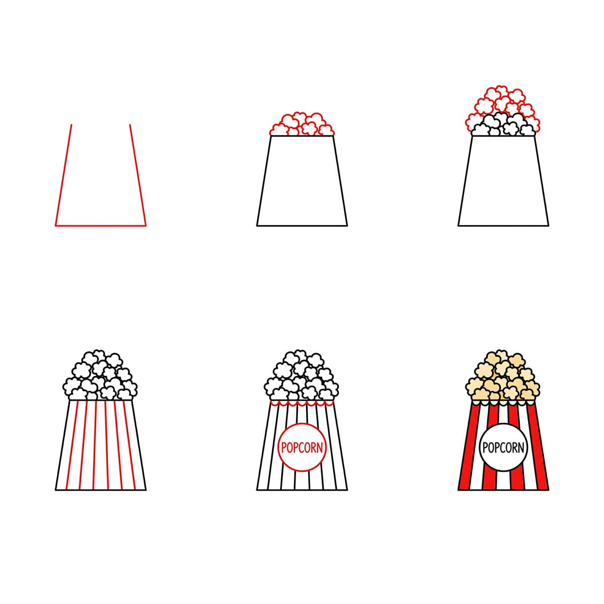 Popcorn in a Bucket Drawing Ideas