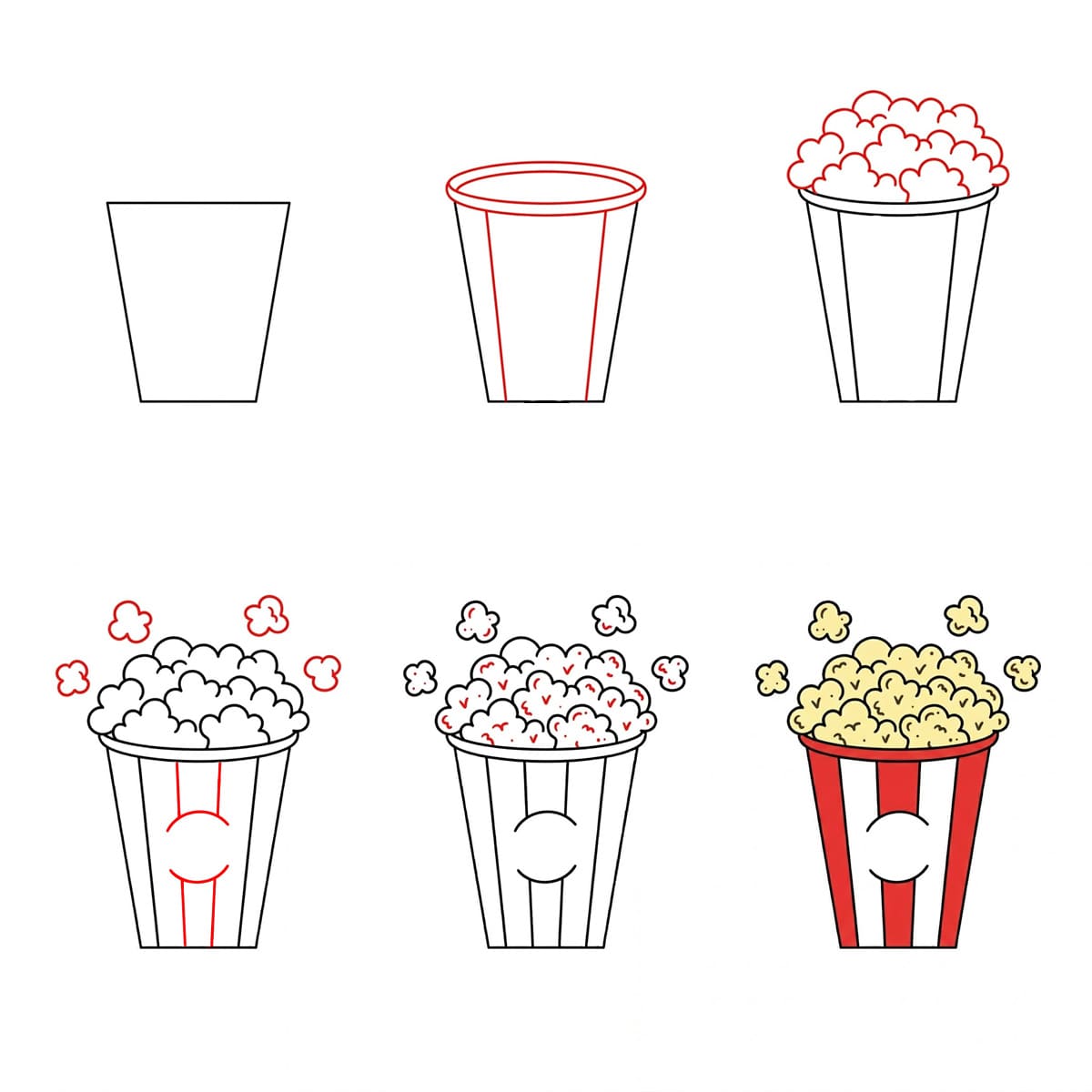 Popcorn in a Cup Drawing Ideas