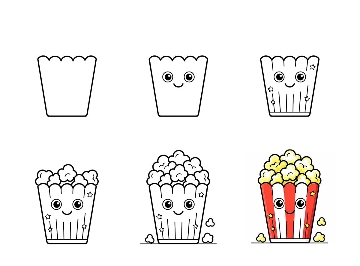 Popcorn with big eyes Drawing Ideas
