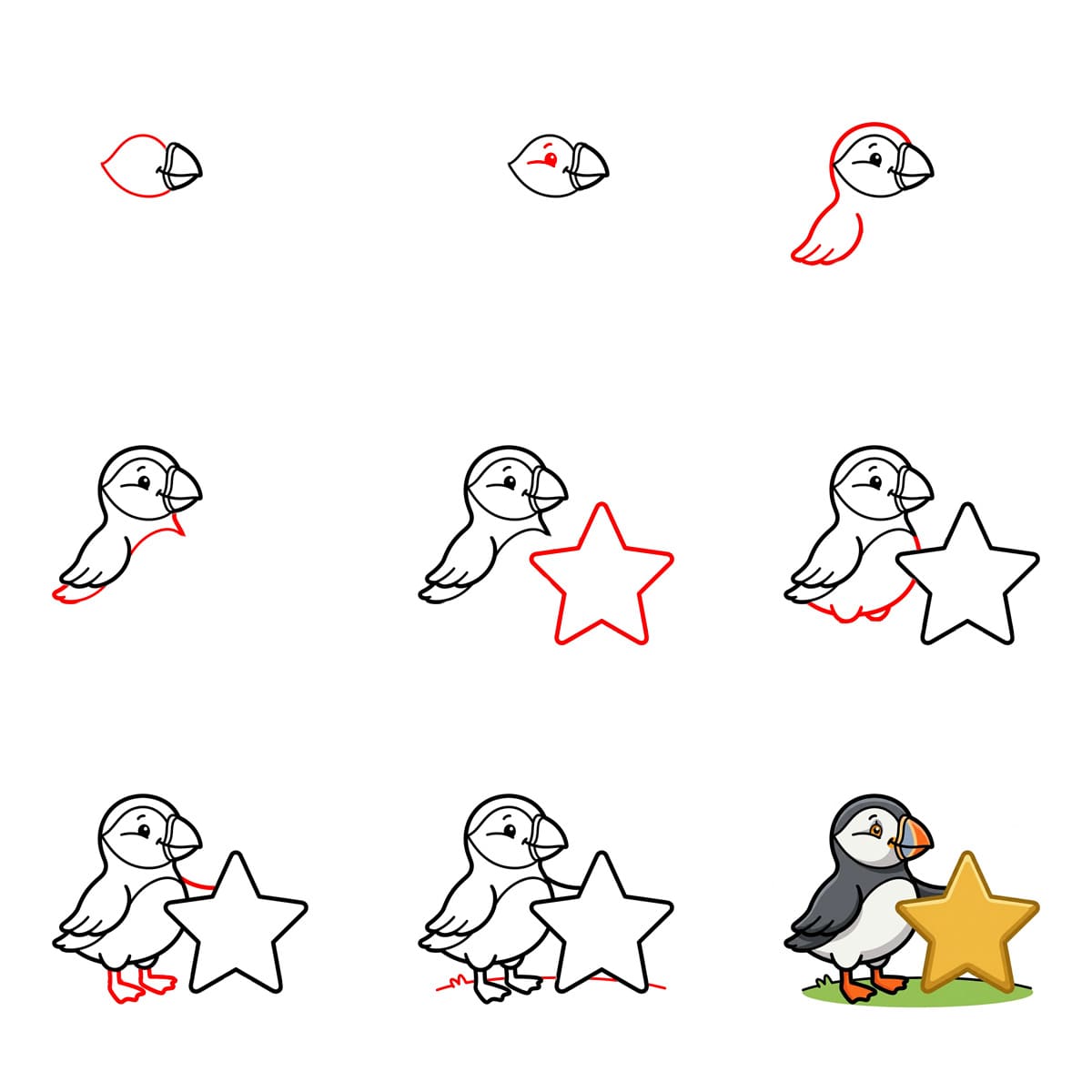 Puffin and star Drawing Ideas