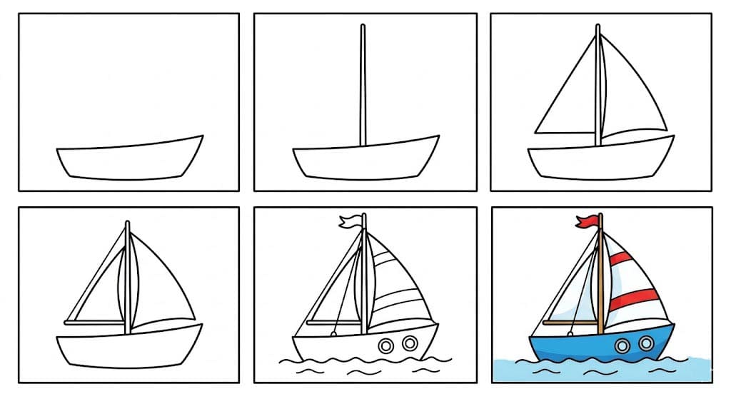 Sailboat easy Drawing Ideas