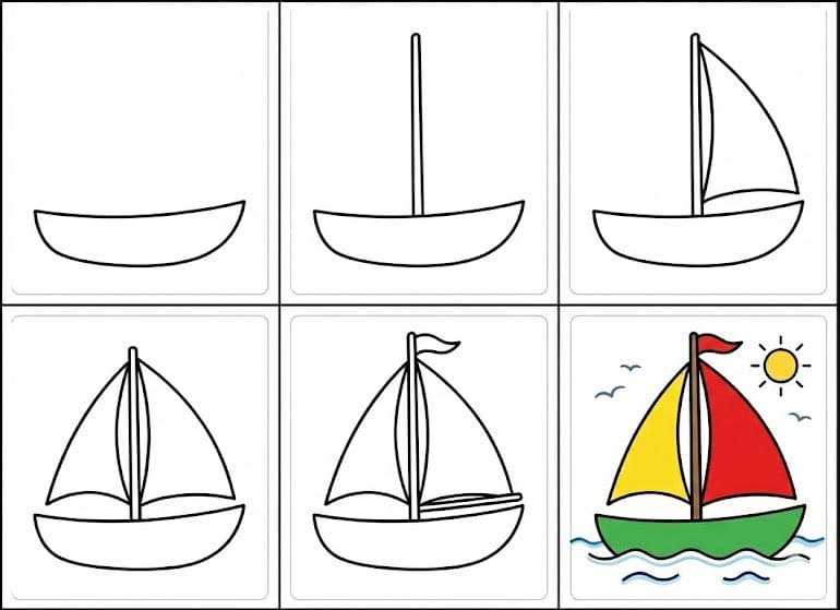 Sailboat for preschool Drawing Ideas