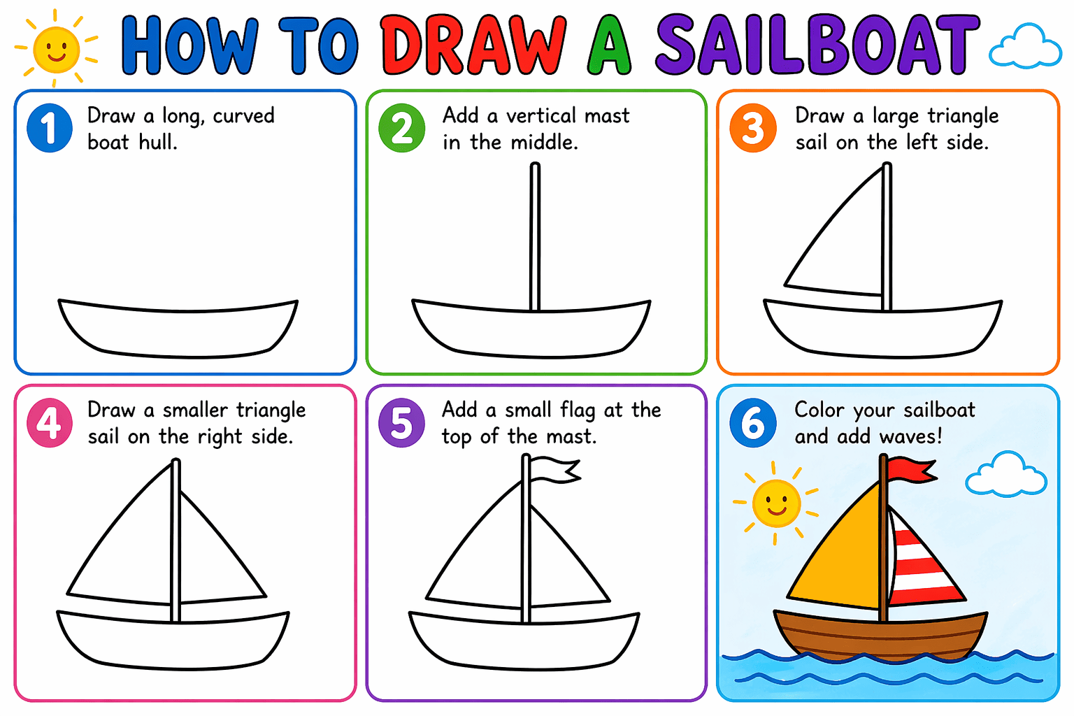 Sailboat on the sea Drawing Ideas