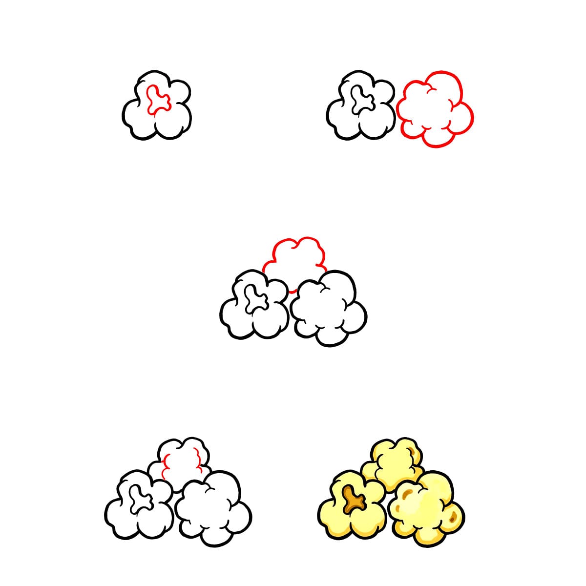 Set of Popcorn Drawing Ideas