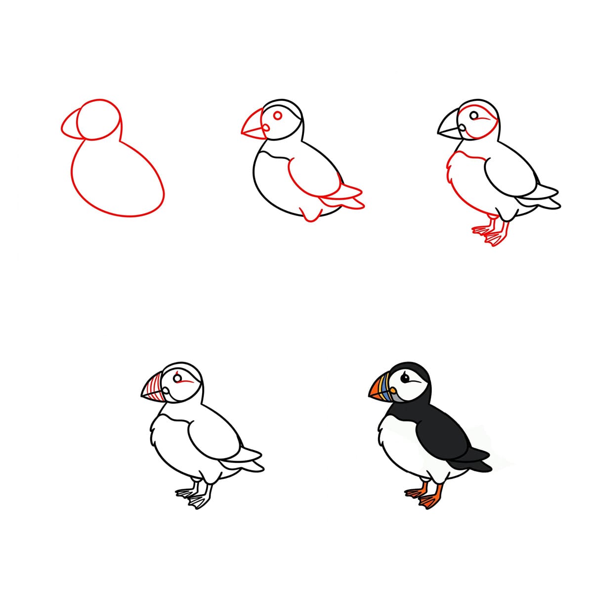 Simple Puffin Drawing Ideas