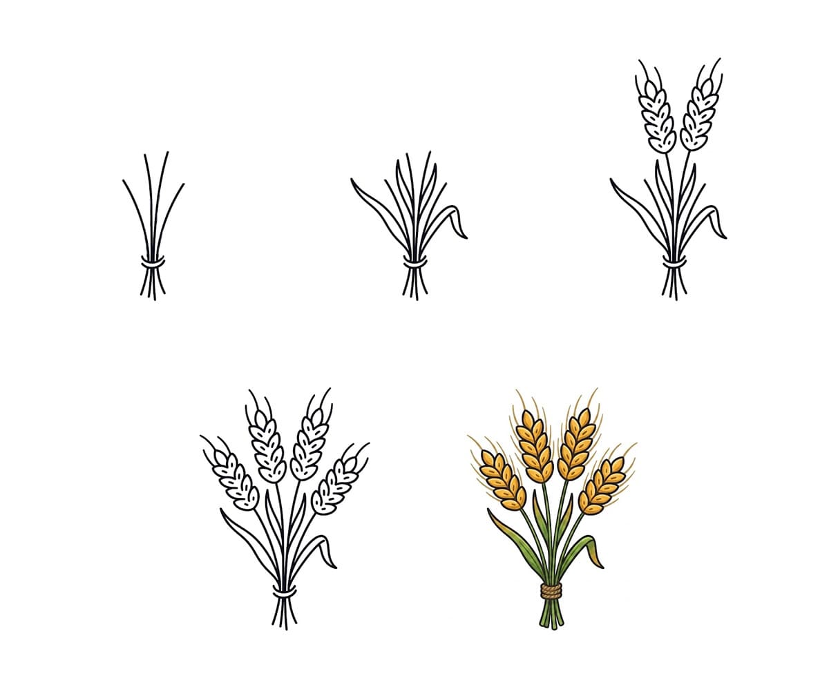 Simple Wheat Cluster Drawing Ideas