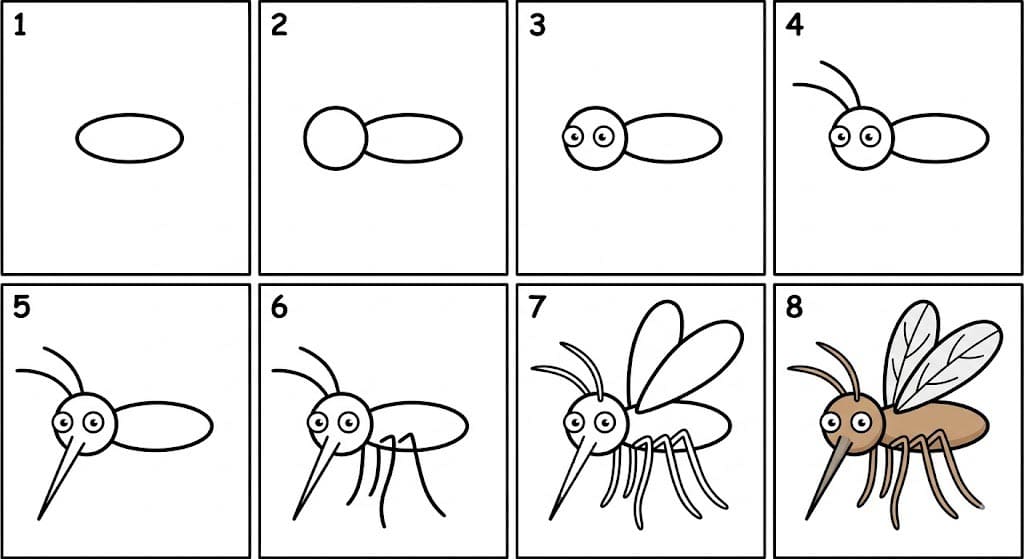 Simple mosquito Drawing Ideas