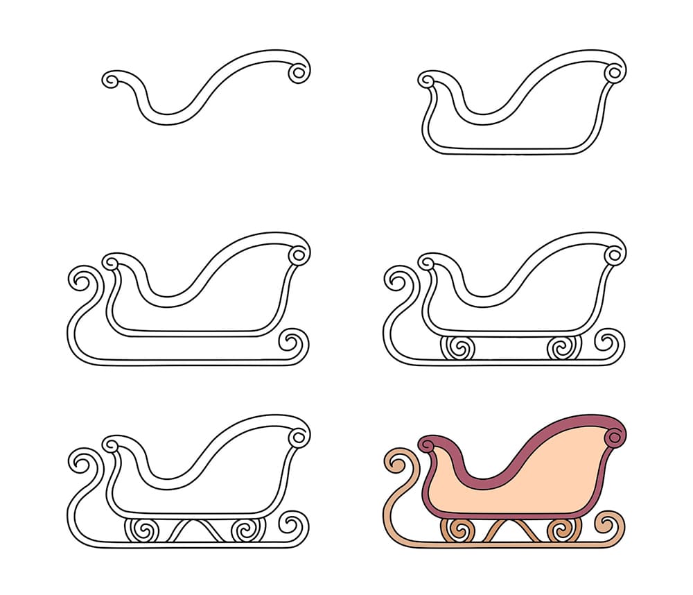 Simple sleigh Drawing Ideas