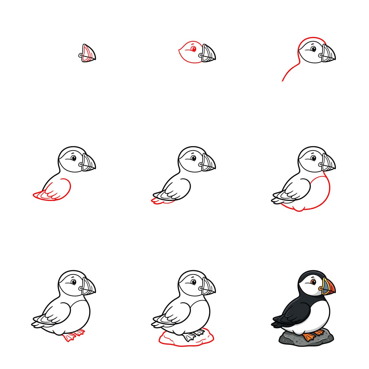 Puffin Drawing Ideas