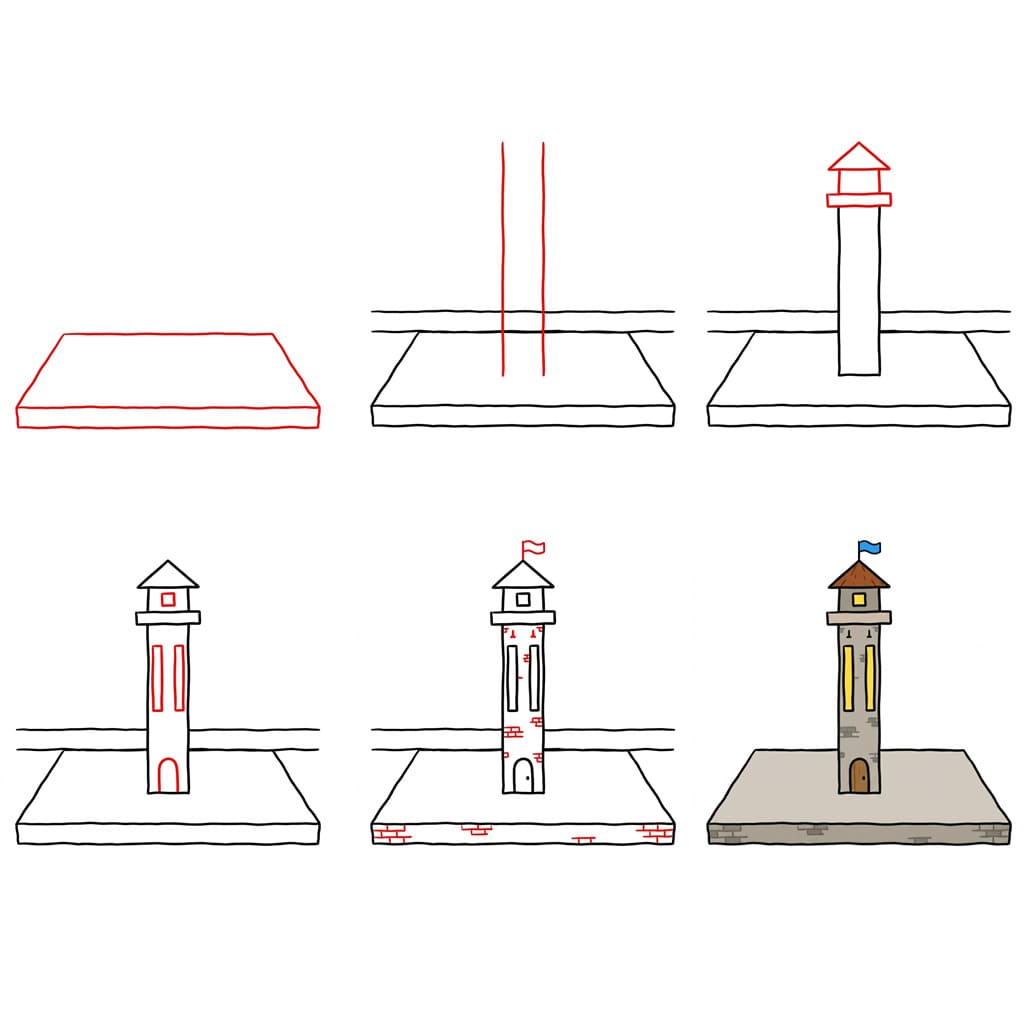 Stone Tower Drawing Ideas