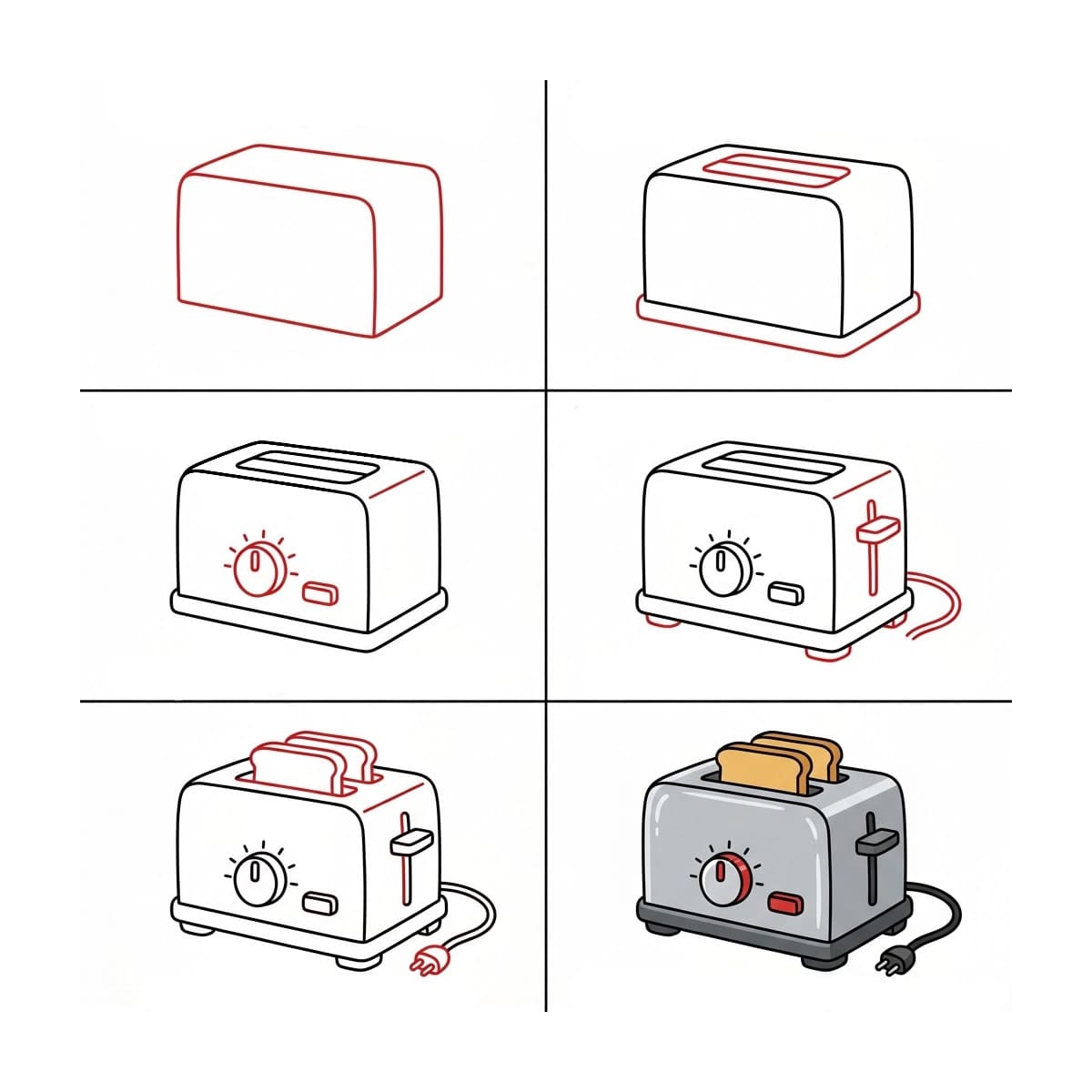 Toaster and Bread Slices Drawing Ideas
