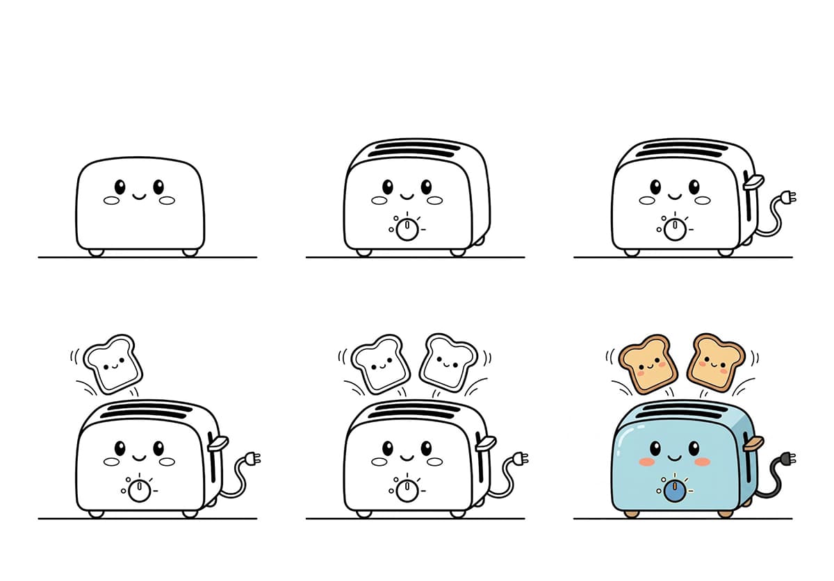 Toaster and Breads Drawing Ideas