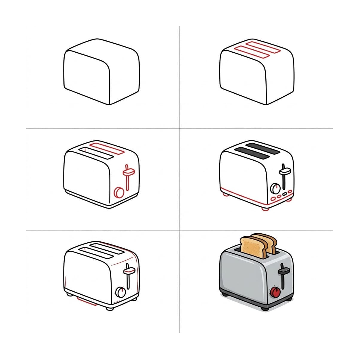 Toaster with Toats Drawing Ideas