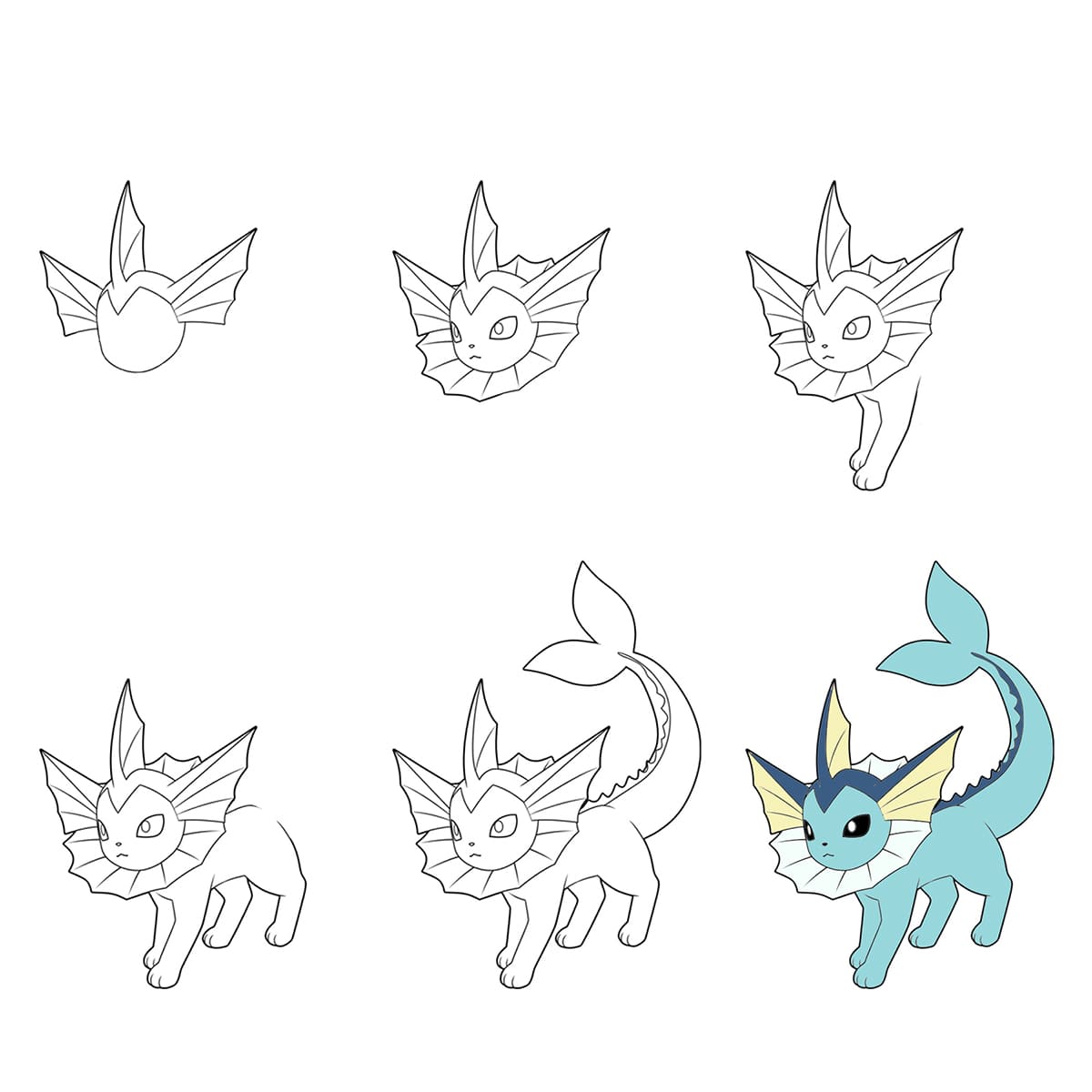Vaporeon the Water-Type Pokemon Drawing Ideas