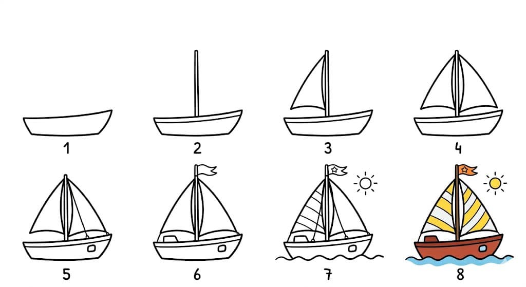 Vintage sailboat Drawing Ideas