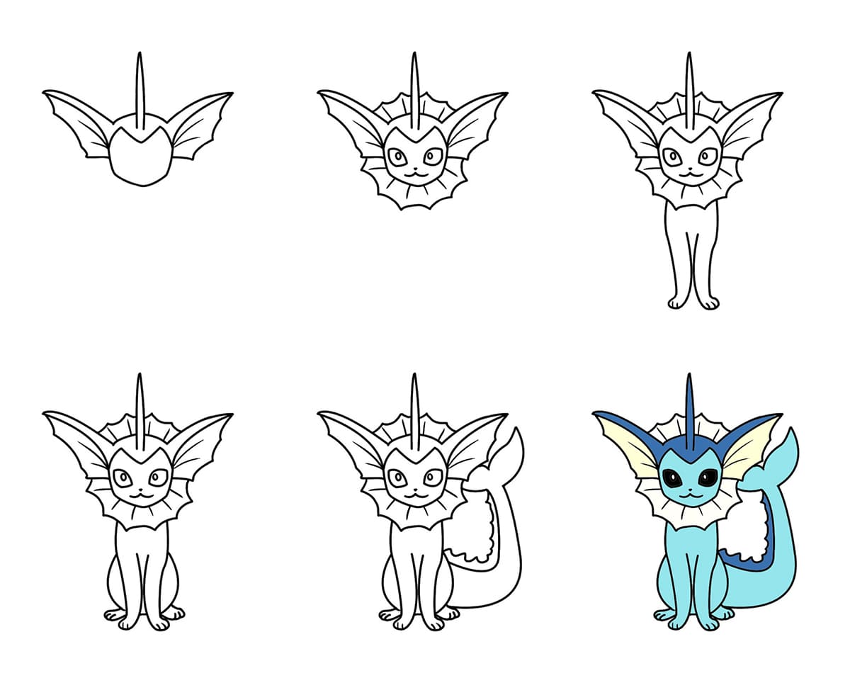 Water-Type Pokemon Vaporeon Drawing Ideas