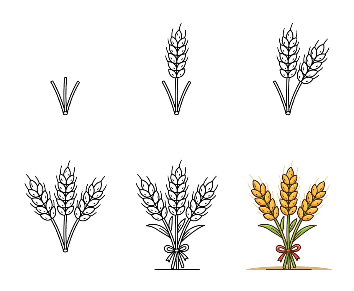 Wheat Stalks Drawing Ideas