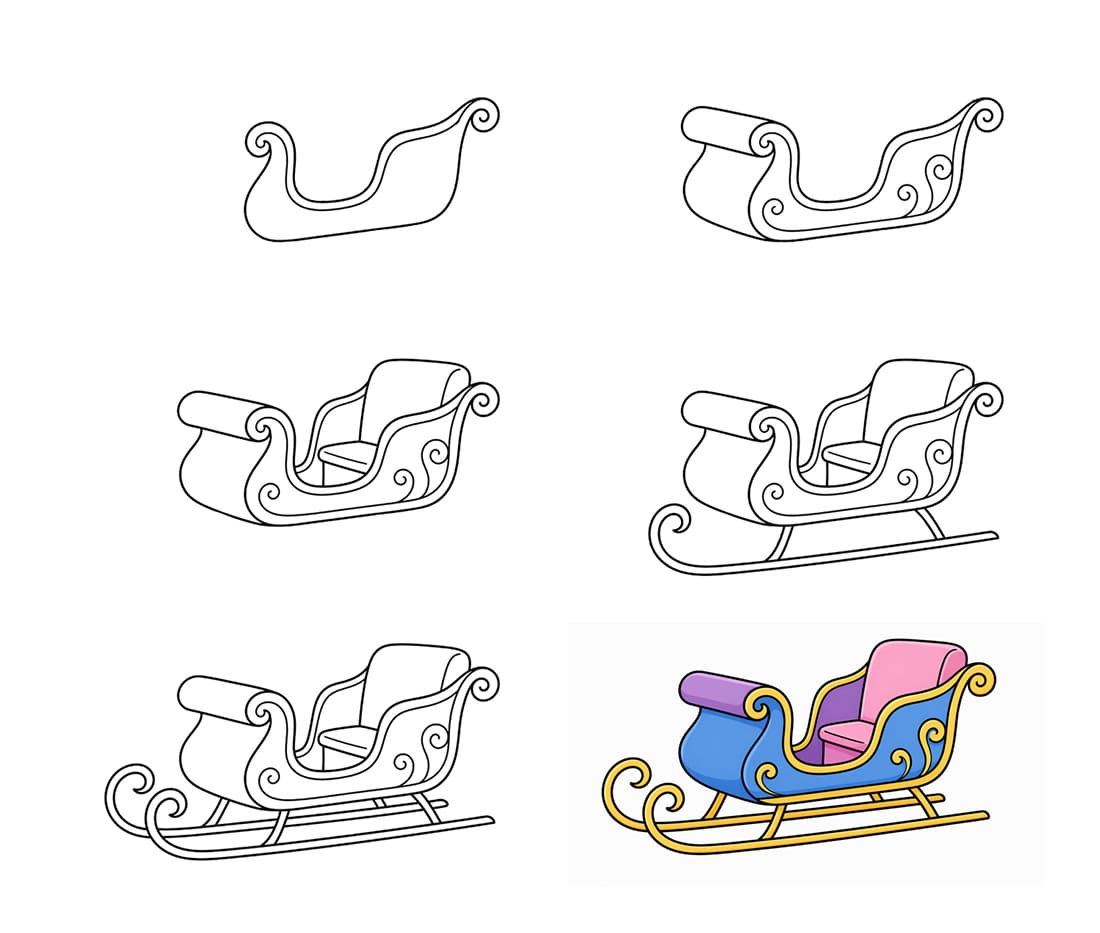 Winter sleigh Drawing Ideas