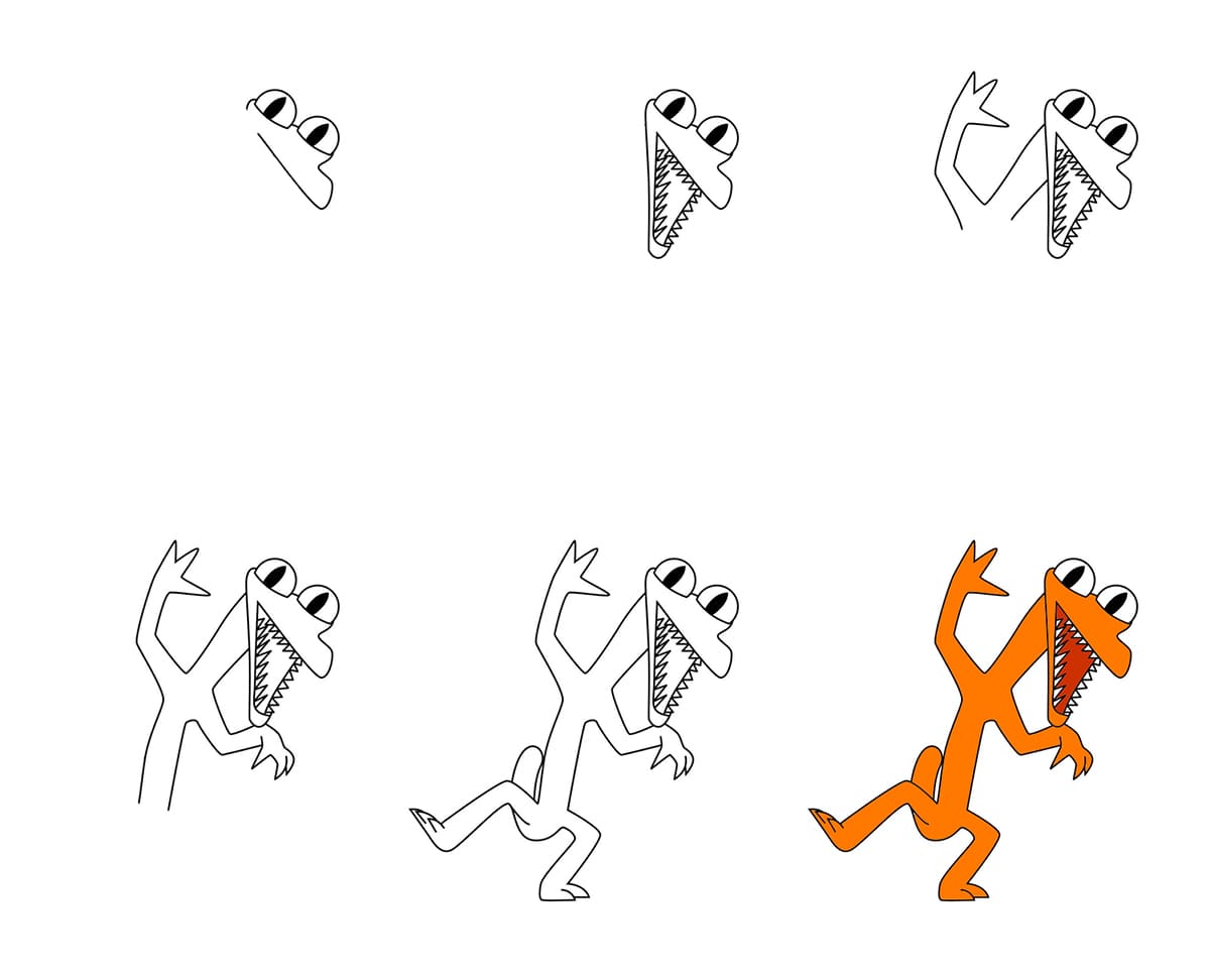 Orange Rainbow Friends Drawing Ideas