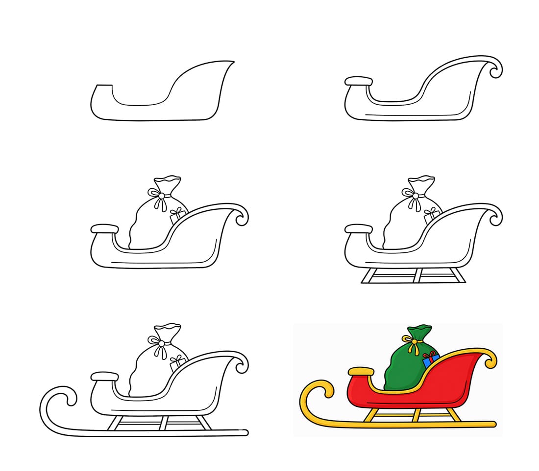 Santa's sleigh Drawing Ideas
