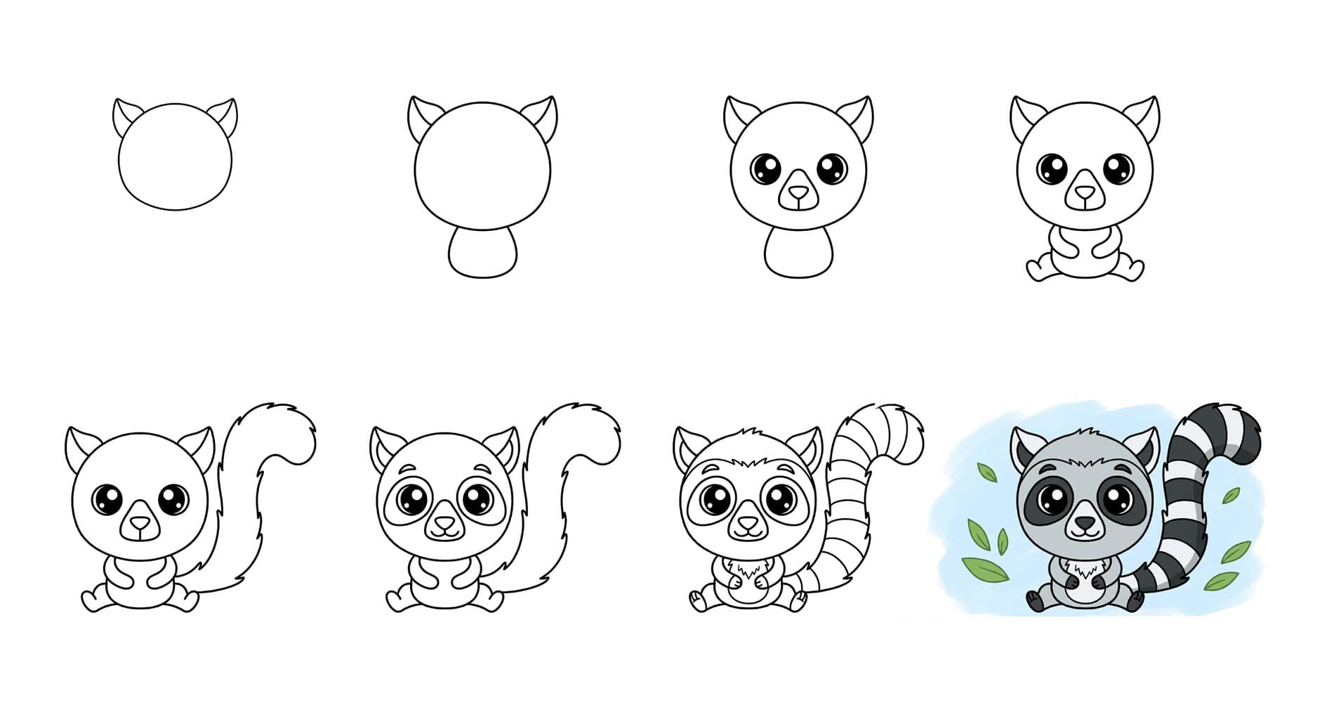 Adorable ring-tailed lemur Drawing Ideas