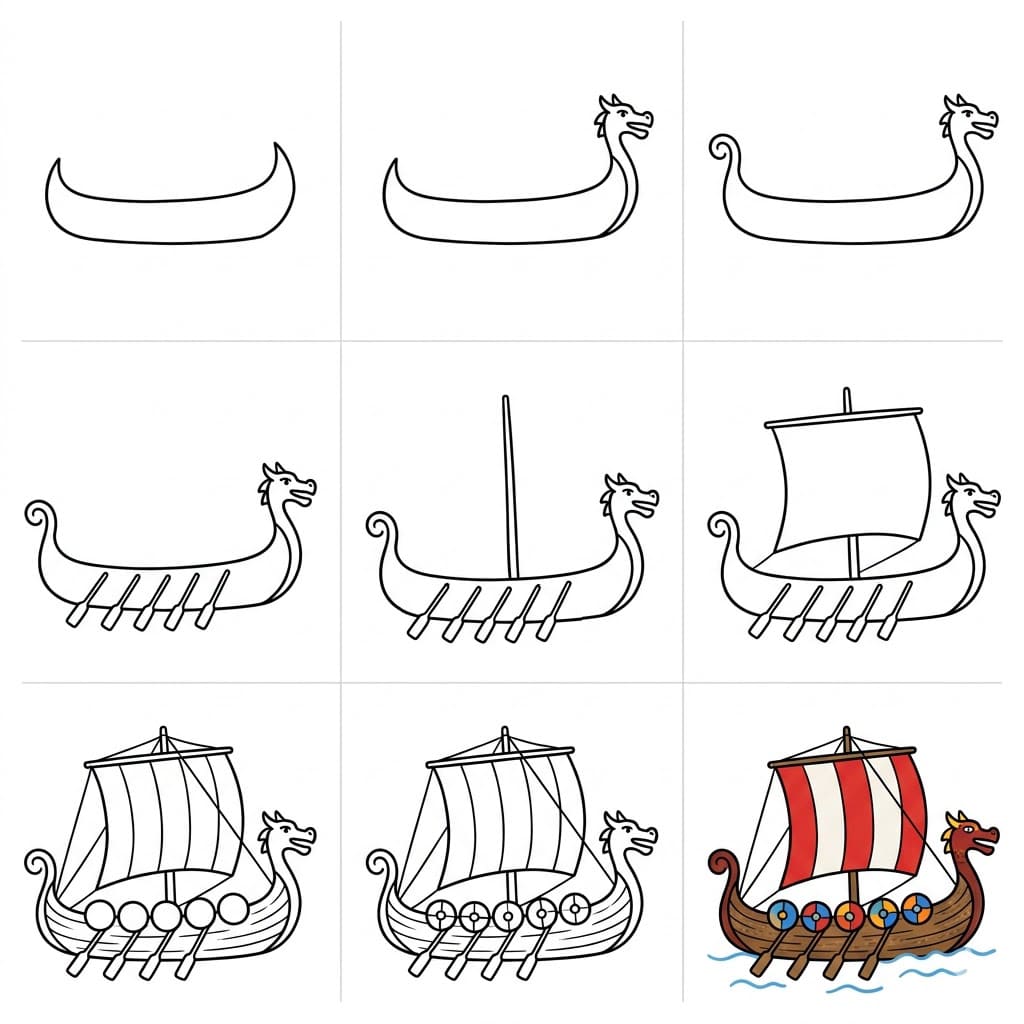Ancient Viking ship Drawing Ideas