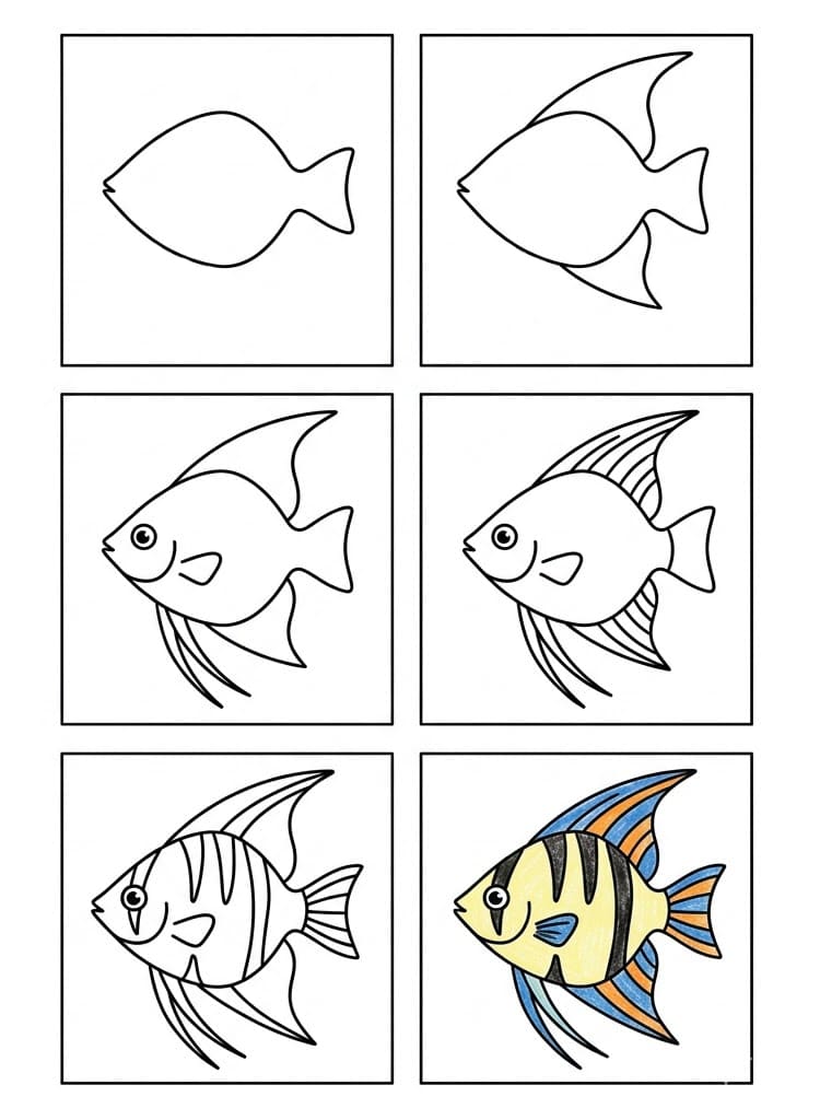 Angelfish for kids Drawing Ideas