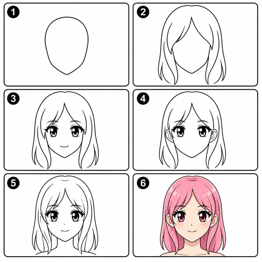 Anime woman face Drawing Ideas