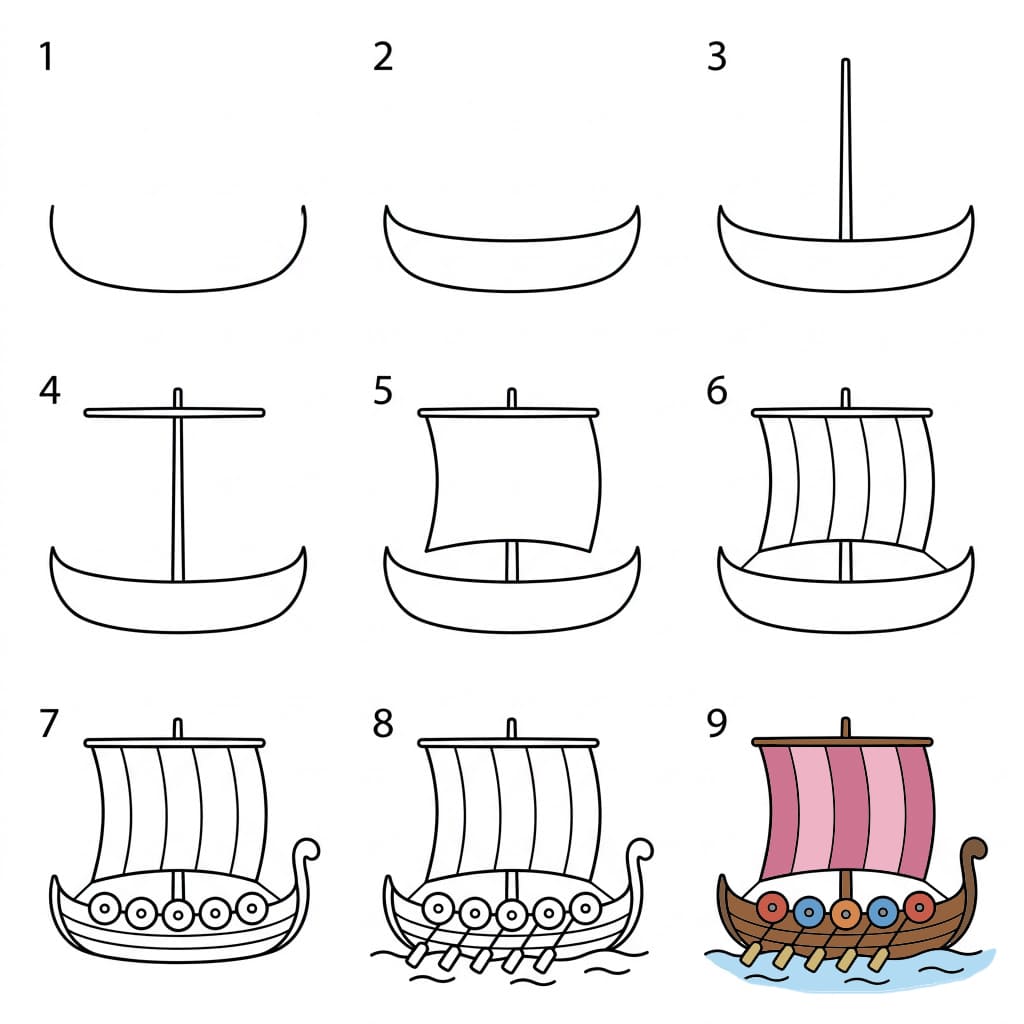 Basic Viking ship Drawing Ideas