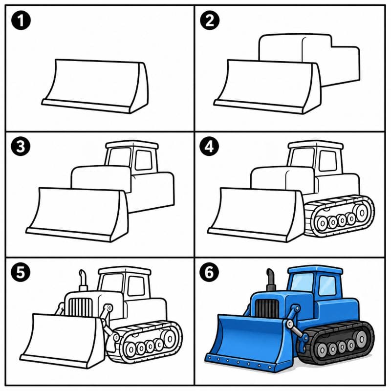 Blue Bulldozer Drawing Ideas