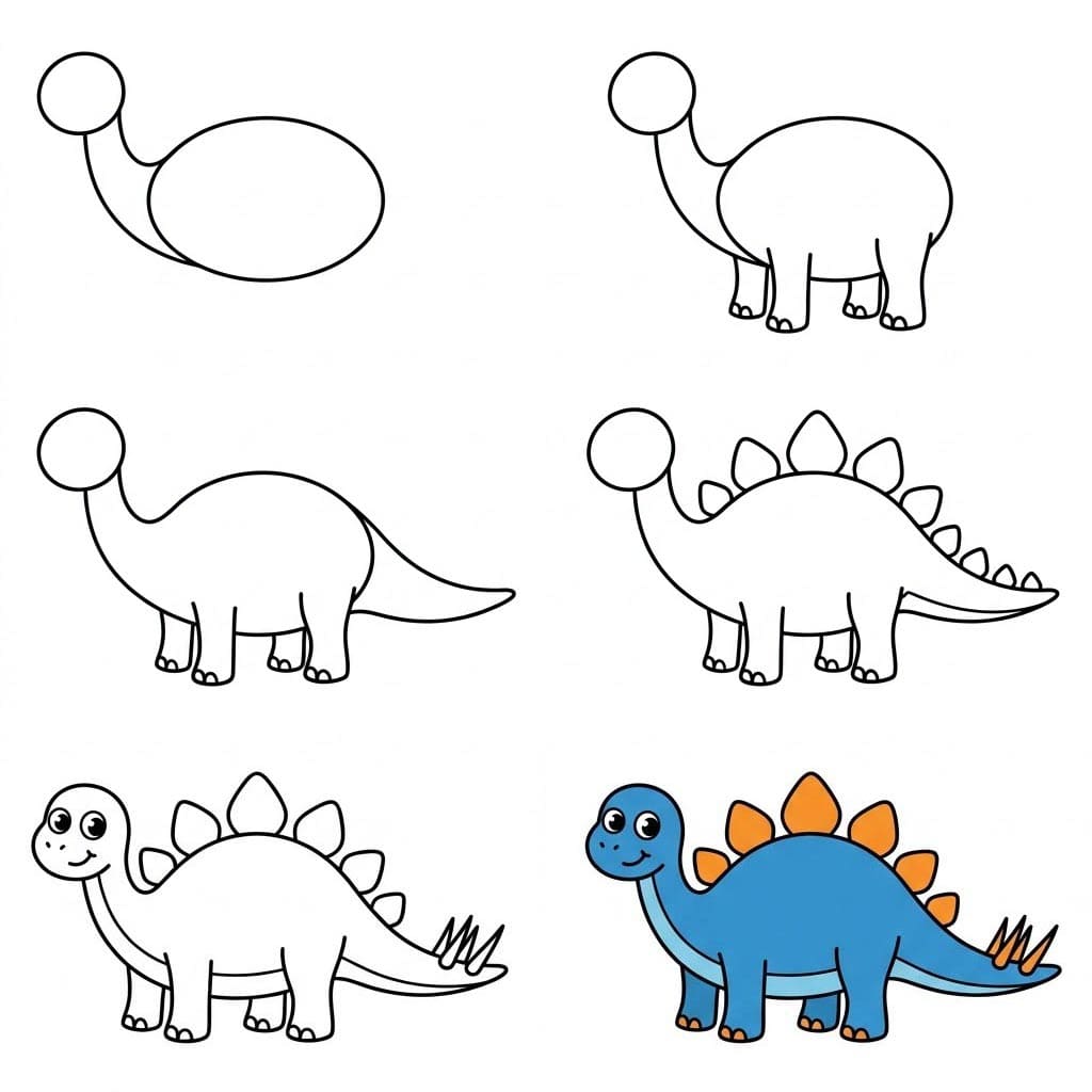 Blue Stegosaurus Drawing Ideas