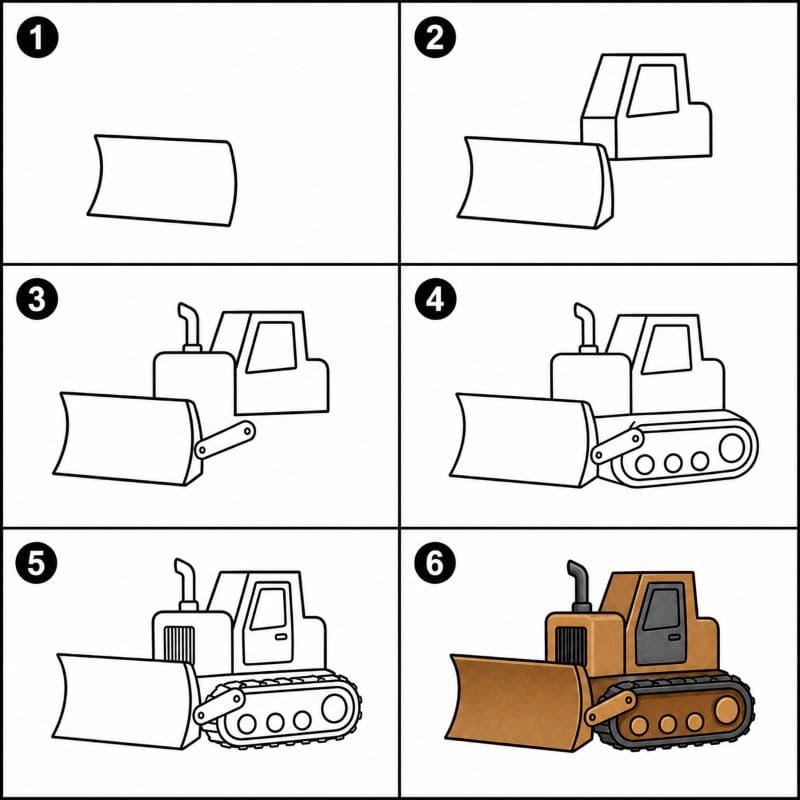 Brown Bulldozer Drawing Ideas