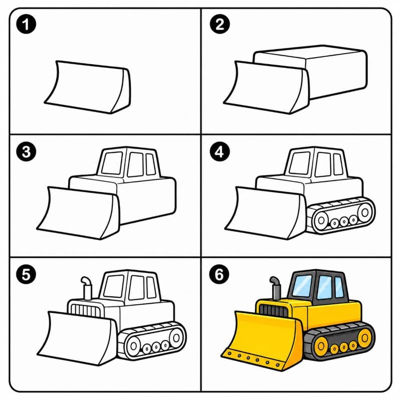 Bulldozer Construction Machine Drawing Ideas
