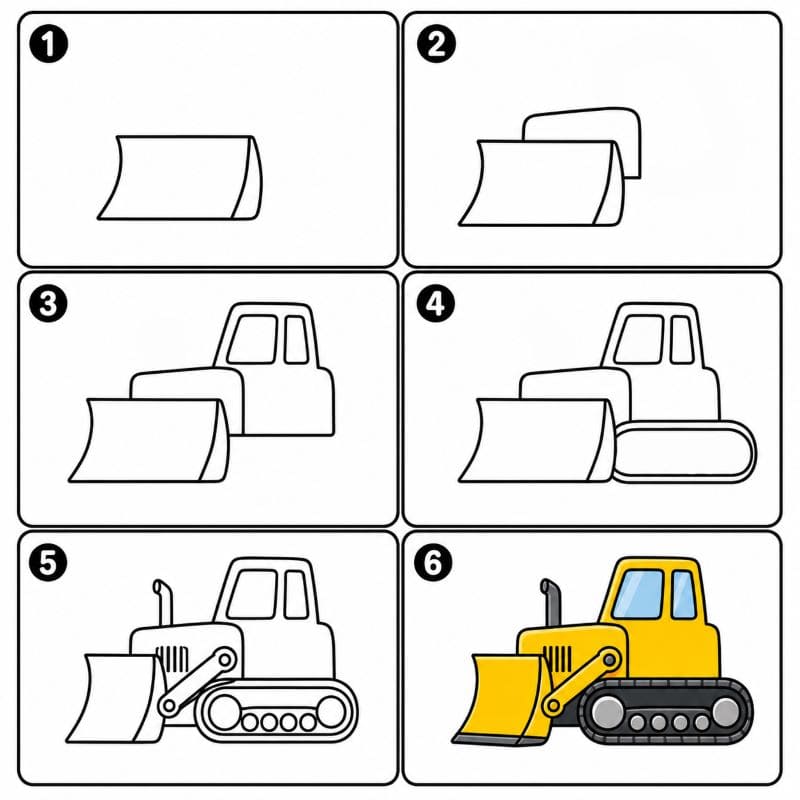 Bulldozer Machine Drawing Ideas