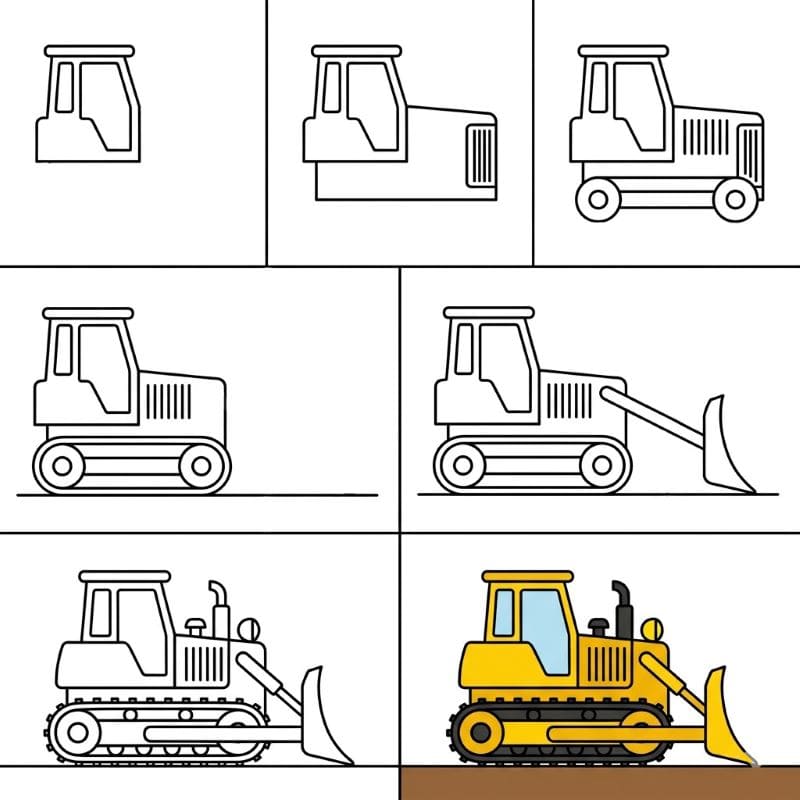 Bulldozer Vehicle Drawing Ideas