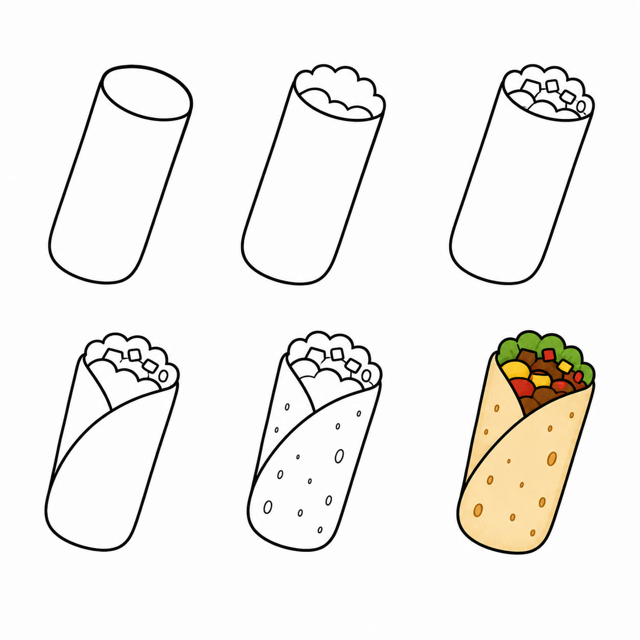 Burrito Mexican dish Drawing Ideas