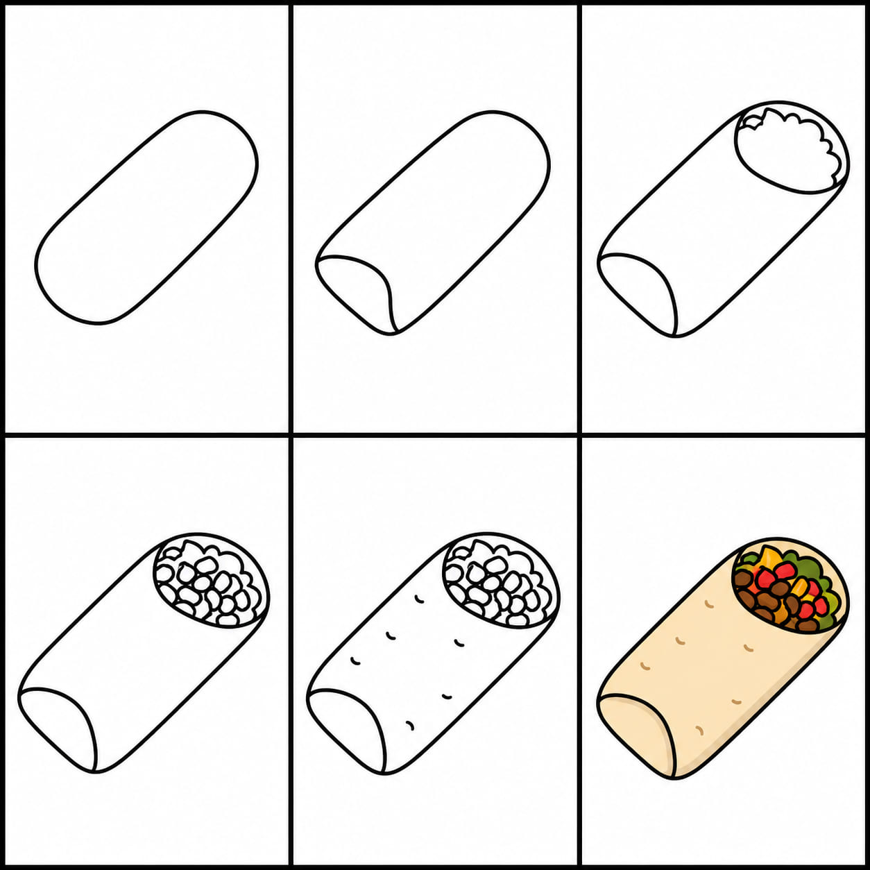 Burrito Mexican food Drawing Ideas