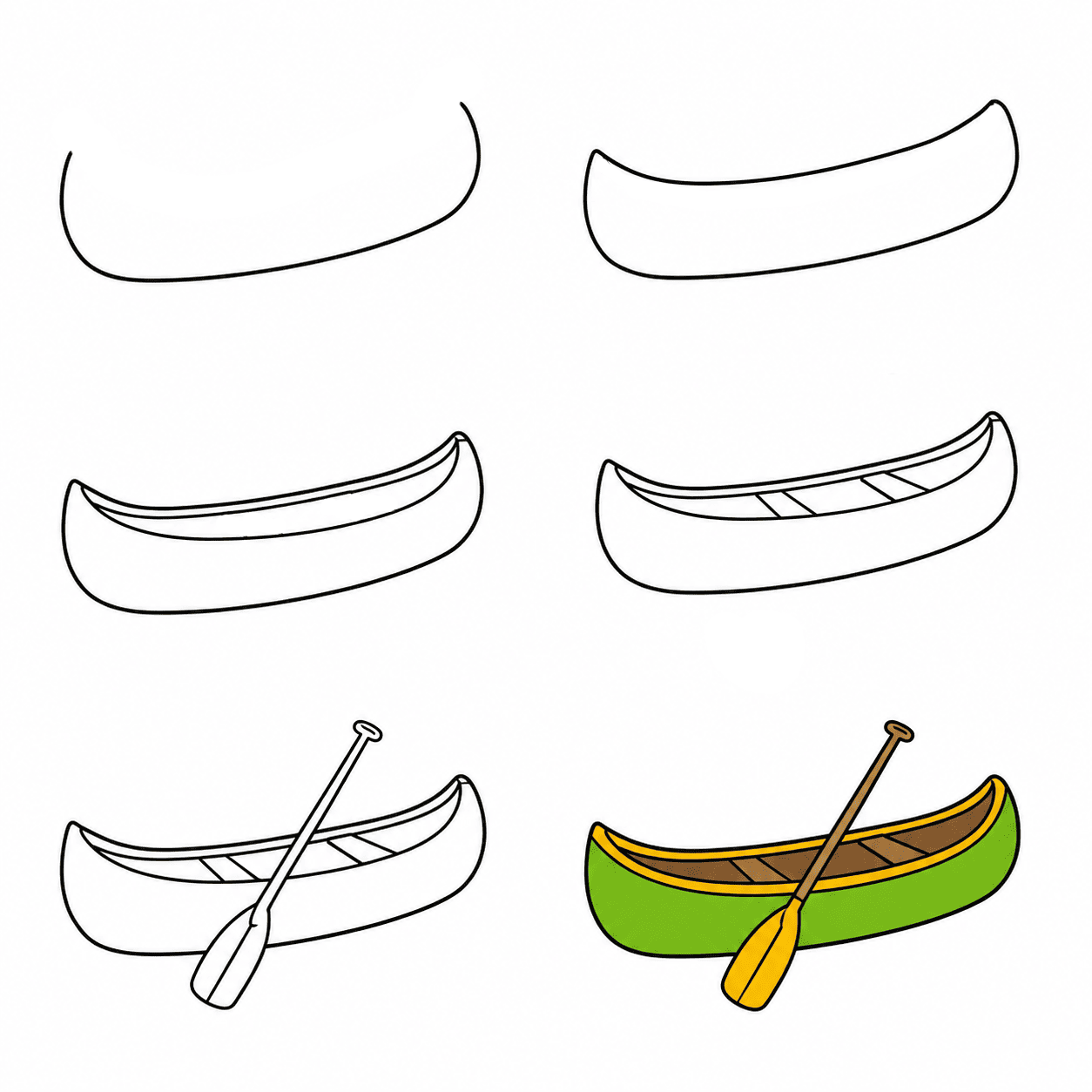 Canoe and paddle Drawing Ideas