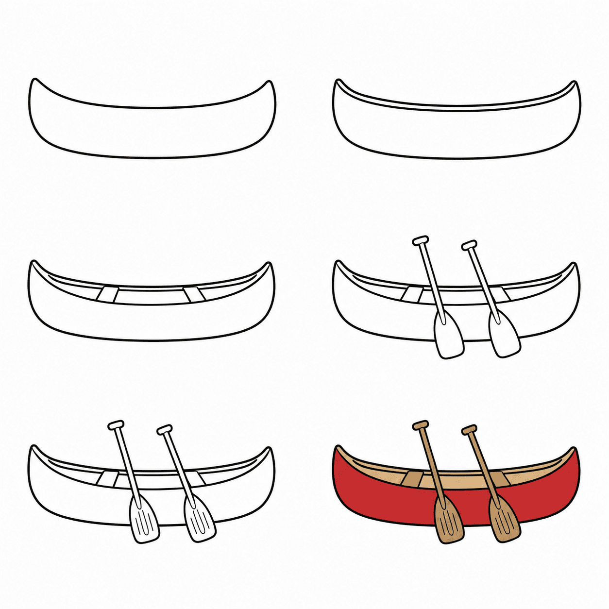 Canoe and paddles Drawing Ideas