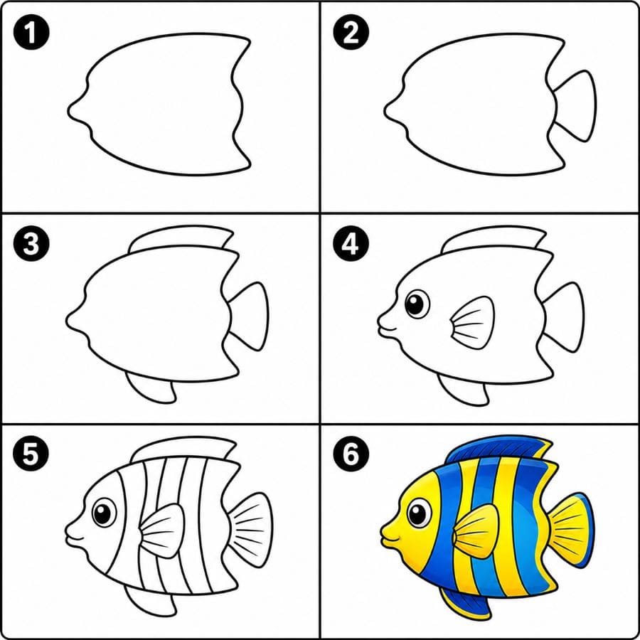 Cartoon Angelfish Drawing Ideas