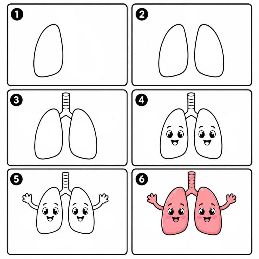 Cartoon Lungs Drawing Ideas